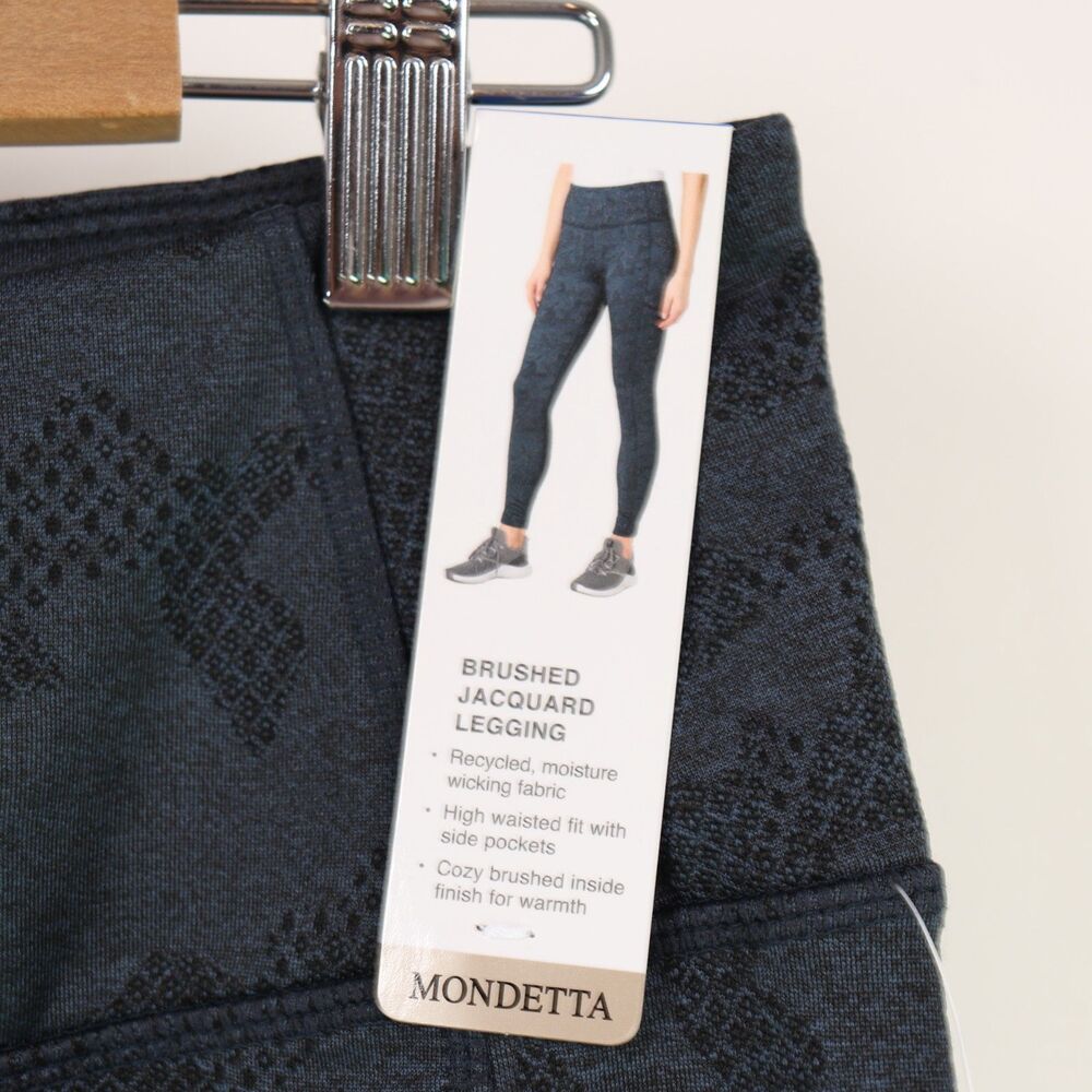 NWT Mondetta High Waisted 2 Pockets Brushed Jacquard Legging India Ink - Picture 7 of 8